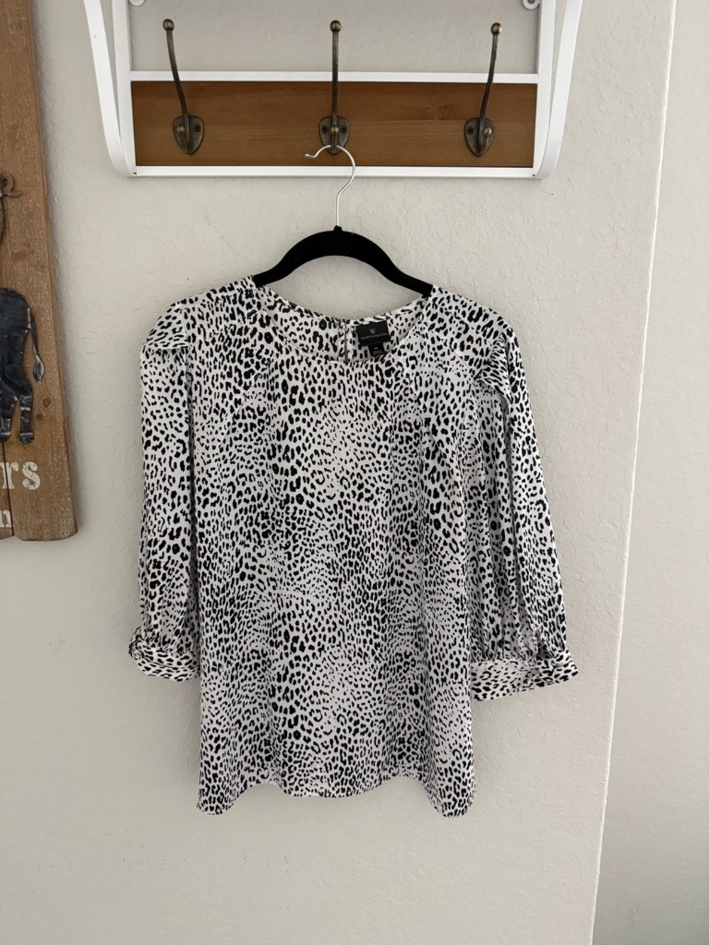 Worthington Black & White Leopard Print Blouse